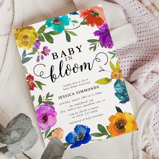 Invitation Baby in Bloom Bright & Bold Floral Baby shower