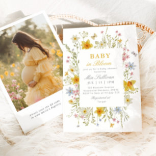 Invitation Baby in Bloom Butterfly baby shower photo floral