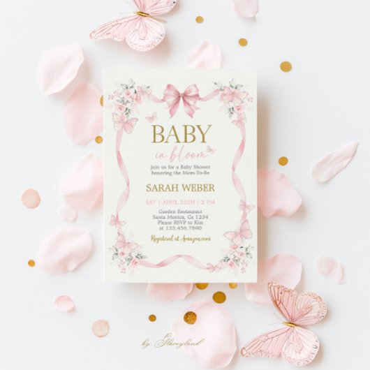 Invitation Baby in Bloom Butterfly Wildflower Baby Shower