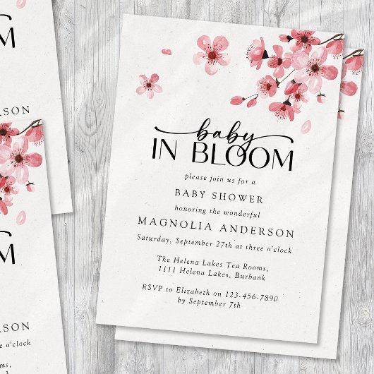 Invitation Baby in Bloom Cherry Blossom Baby shower