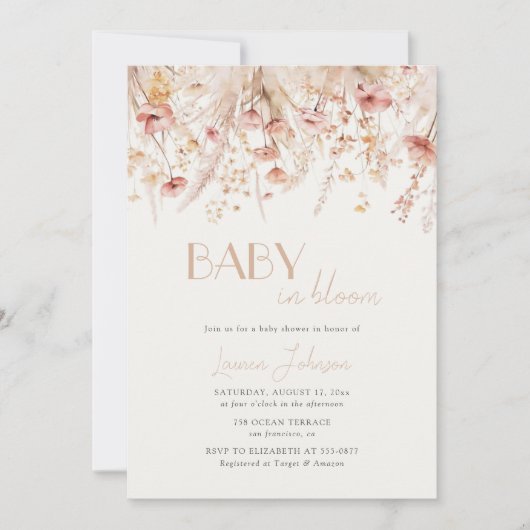 Invitation Baby in Bloom Coquelicots d'Automne Baby Shower (Devant)