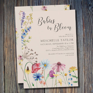 Invitation Baby in Bloom Country Baby shower Fleur sauvage