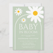 Invitation Baby in Bloom Daisy Green Baby Shower (Devant)
