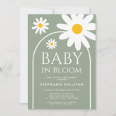 Invitation Baby in Bloom Daisy Sage Green Baby Shower (Devant)