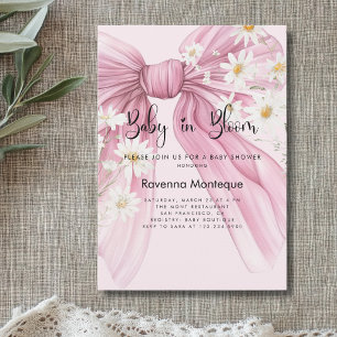 Invitation Baby in Bloom Douce Florale Rose Bébé Fait Sa Fête