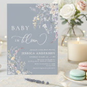 Invitation Baby In Bloom Dusty Blue Wildflower Baby Shower 