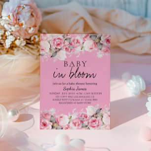 Invitation Baby in Bloom - Elégant Baby shower Floral