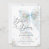 Invitation Baby in Bloom Elegant Blue Bow Baby Shower (Devant)