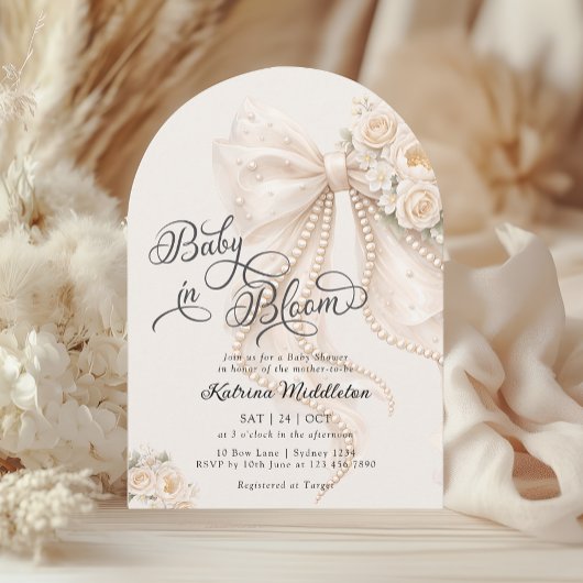 Invitation Baby in Bloom Elegant Bow Baby Shower