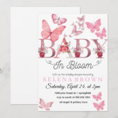 Invitation BABY In Bloom – Elegant Butterfly Baby Shower card (Devant / Derrière)