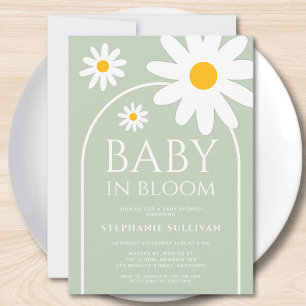 Invitation Baby in Bloom Fête de Bébé Vert Pâquerette