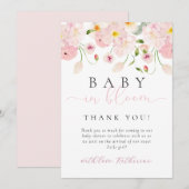 Invitation Baby In Bloom Fête de Naissance Fleur Rose (Devant / Derrière)