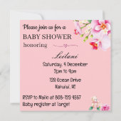 Invitation Baby in Bloom fête prénatale florale pour une fill (Dos)