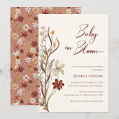 Invitation Baby in Bloom Fleur sauvage Baby shower Boho (Devant / Derrière)