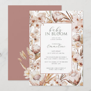 Invitation Baby In Bloom Fleur sauvage Baby shower Boho