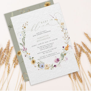 Invitation Baby in Bloom Fleur sauvage Baby shower rustique