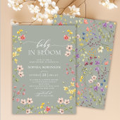 Invitation Baby in Bloom Fleur sauvage Boho Baby shower vert 