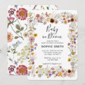 Invitation Baby In Bloom Fleur sauvage Dusty Rose Baby shower (Devant / Derrière)
