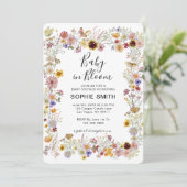 Invitation Baby In Bloom Fleur sauvage Dusty Rose Baby shower (Debout devant)