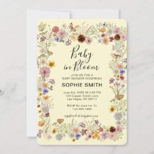 Invitation Baby In Bloom Fleur sauvage Dusty Rose Baby shower