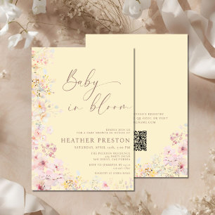 Invitation Baby In Bloom Fleur Sauvage QR Jaune Baby Shower