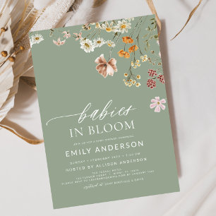 Invitation Baby in Bloom Fleur sauvage Twins Baby shower