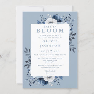 Invitation Baby In Bloom Fleurs Bleues Baby Shower