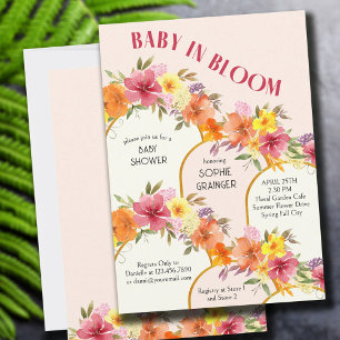 Invitation Baby in Bloom Fleurs Dorées Arc Fille Baby Shower