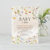 Invitation Baby in Bloom Fleurs sauvages Baby shower bébé fil (Debout devant)