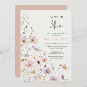 Invitation Baby in Bloom Fleurs sauvages Baby shower bébé fil