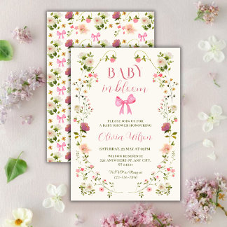 Invitation Baby in Bloom Floral girl Baby Shower