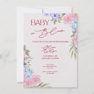 Invitation Baby in Bloom Floral Watercolor Baby Shower Invita