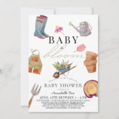 Invitation Baby in Bloom Gardening Tools Baby shower Drive-by (Devant)