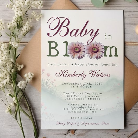 Invitation Baby in Bloom Gerber Daisies Baby shower