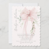 Invitation Baby in Bloom Greenery Bow Elegant Baby shower (Devant)