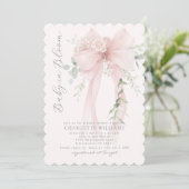 Invitation Baby in Bloom Greenery Bow Elegant Baby shower (Debout devant)