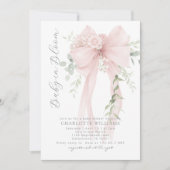 Invitation Baby in Bloom Greenery Bow Elegant Baby shower (Devant)