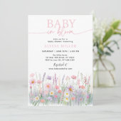 Invitation Baby in Bloom Pastel Baby shower Fleur sauvage (Debout devant)