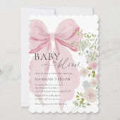 Invitation Baby in Bloom Pink Bow Baby Shower (Devant)