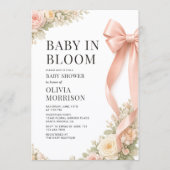 Invitation Baby In Bloom Pink Bow Coquette Baby Shower (Devant)