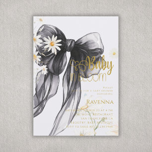 Invitation Baby in Bloom Préparatoire Noir Nœud Papillon Fleu