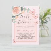 Invitation Baby in Bloom rose papillon Baby shower arc (Debout devant)