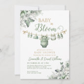 Invitation Baby in Bloom Sage Green Floral Baby Shower (Devant)