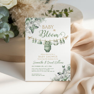 Invitation Baby in Bloom Sauge Fleurs Baby Shower