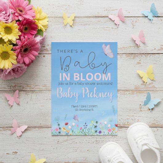 Invitation Baby in bloom. Spring Baby shower invnitation