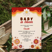 Invitation Baby In Bloom Super Retro Hippie Fleurs