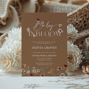 Invitation Baby in Bloom Terracotta Baby shower Fleur sauvage