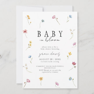 Invitation Baby in bloom Wildflower baby shower