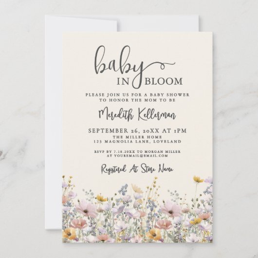Invitation Baby In Bloom Wildflower Baby Shower (Devant)