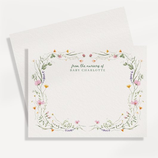 Invitation Baby in Bloom Wildflower Nursery Note Card